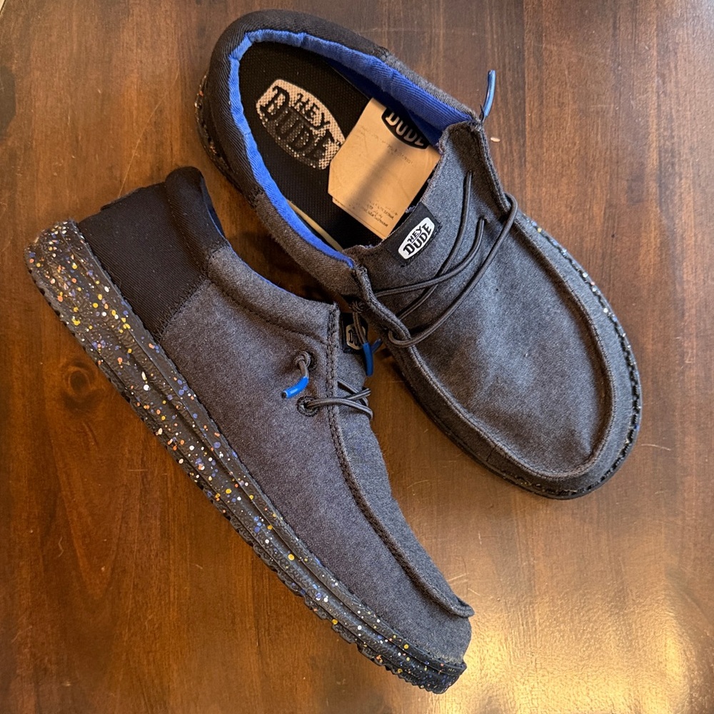 Hey Dude Kids Black and Blue Loafers